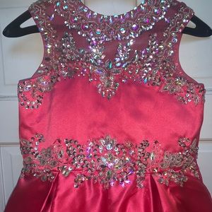 Girls size 12 custom watermelon pink pageant dress